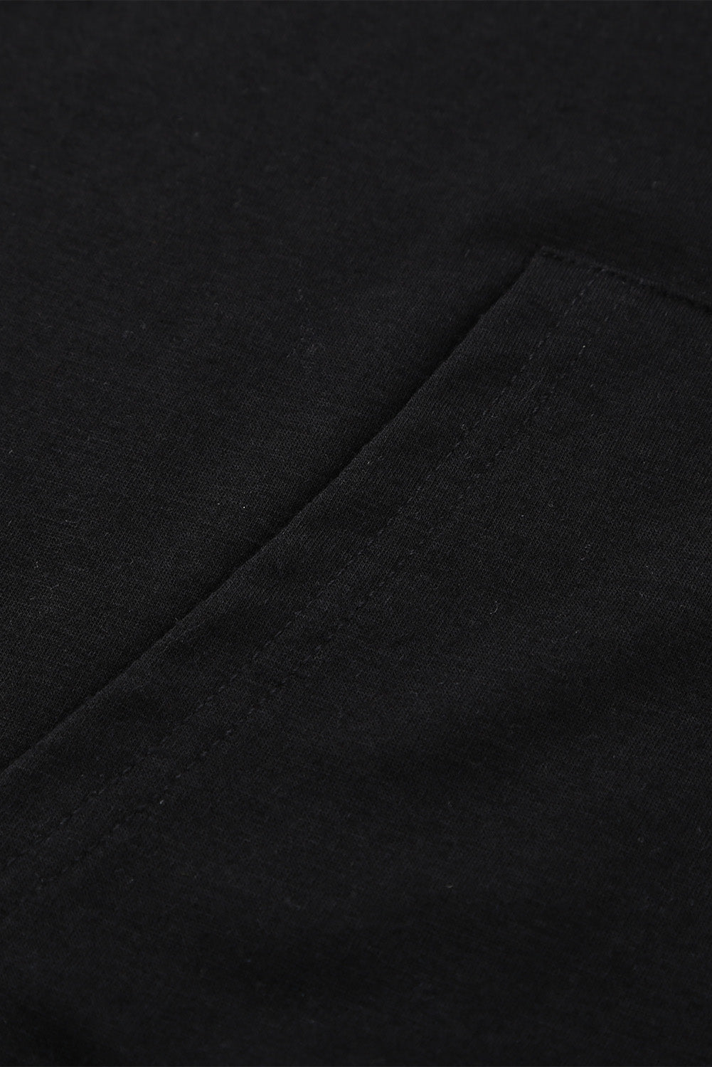 Black Raglan Sleeve Pullover Hoodie With Kangaroo Pocket