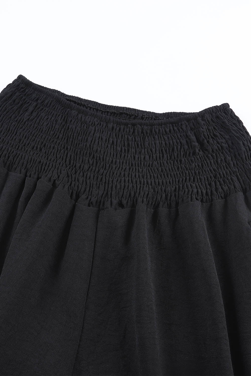 Black Smocked Pockets High Waisted Beach Pants