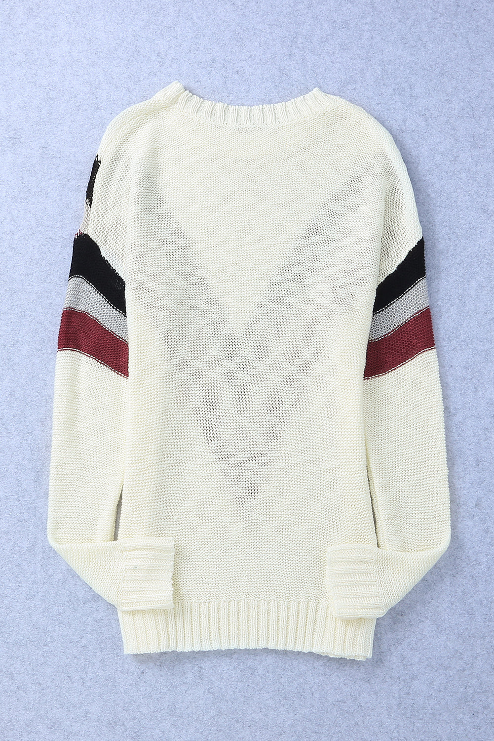 Chevron Striped Drop Shoulder Long Sleeve Pullover Sweater