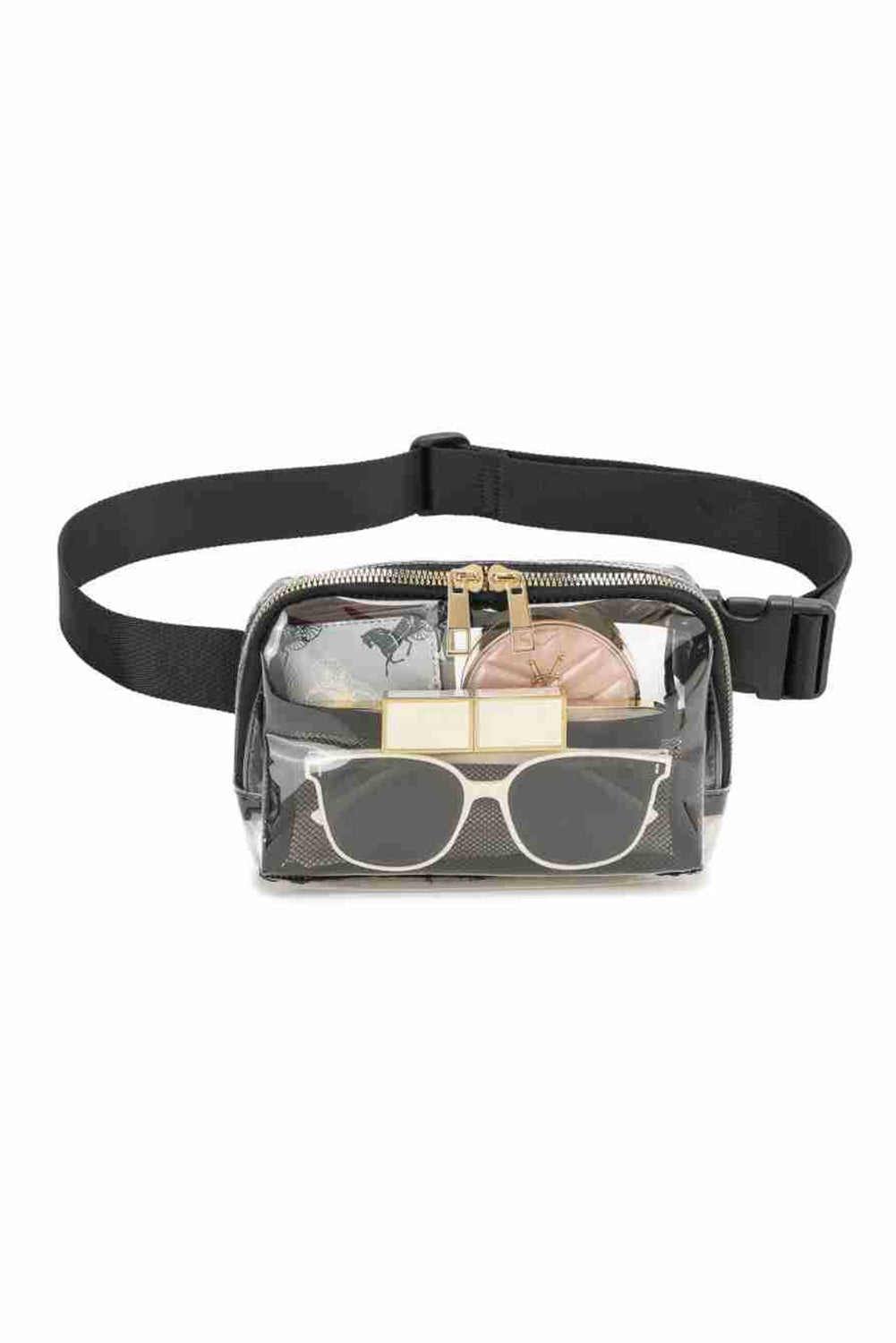 Brown Adjustable Straps Zipper Clear Waist Bag