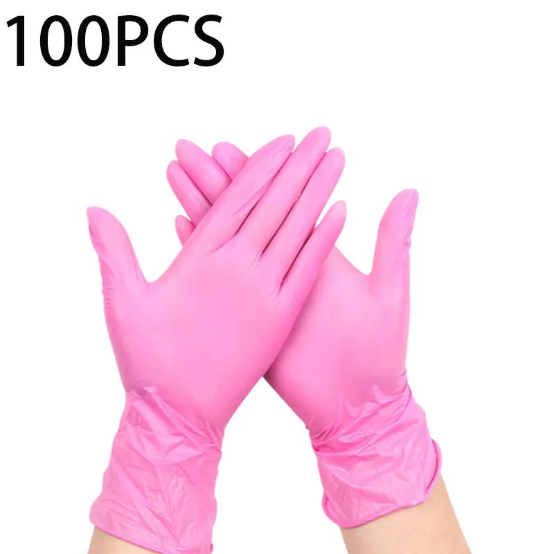 100PCS Disposable Pink Nitrile Gloves Latex Free WaterProof PVC Household Waterproof Pink Working Gloves Kitchen Cooking Tools - 888kiko