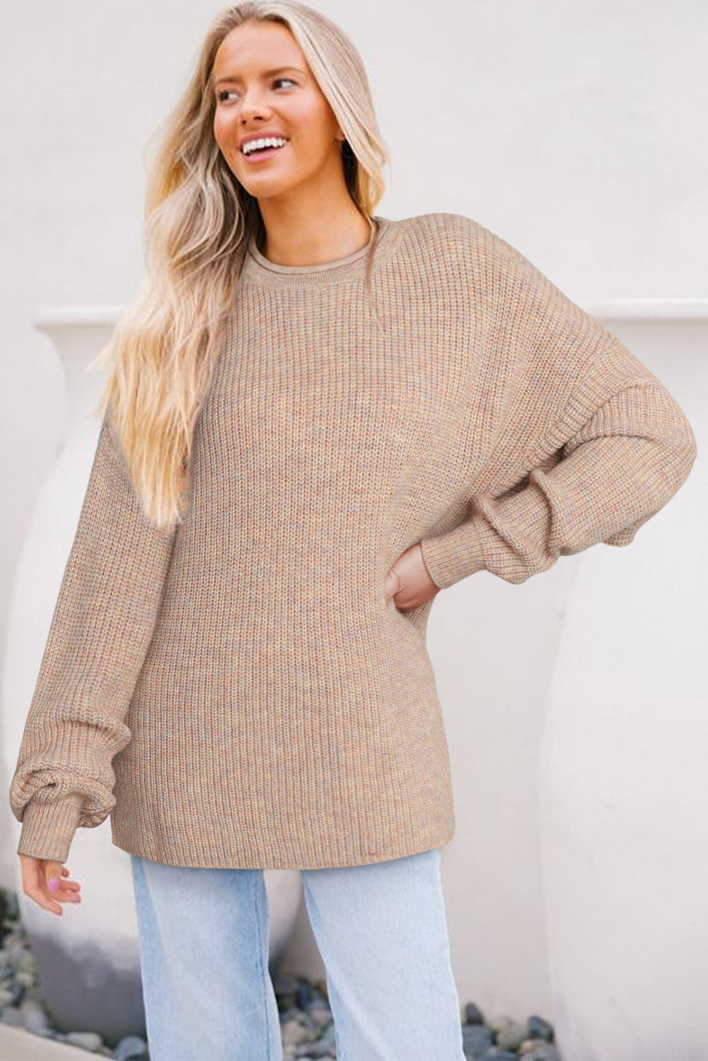 Multicolor Mixed Pattern Loose Chunky Knit Sweater