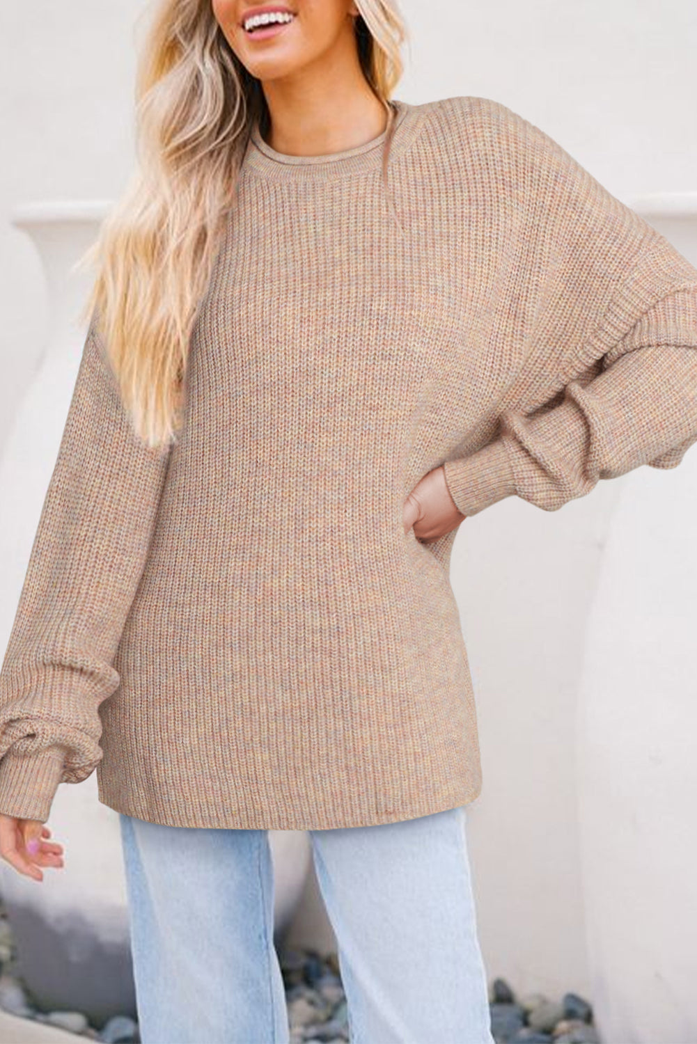 Multicolor Mixed Pattern Loose Chunky Knit Sweater