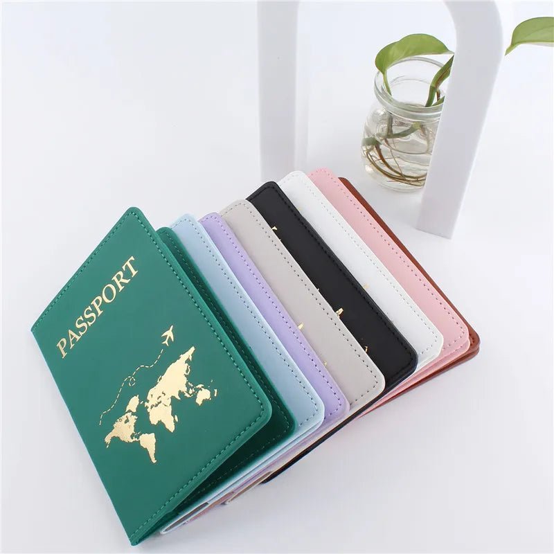 1PCS PU Leather Map Passport Cover Case Card Holder Fashion Wallet Lightweight Travel Accessories For Flight for Women or Men - 888kiko