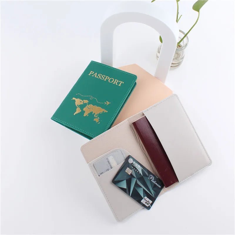 1PCS PU Leather Map Passport Cover Case Card Holder Fashion Wallet Lightweight Travel Accessories For Flight for Women or Men - 888kiko