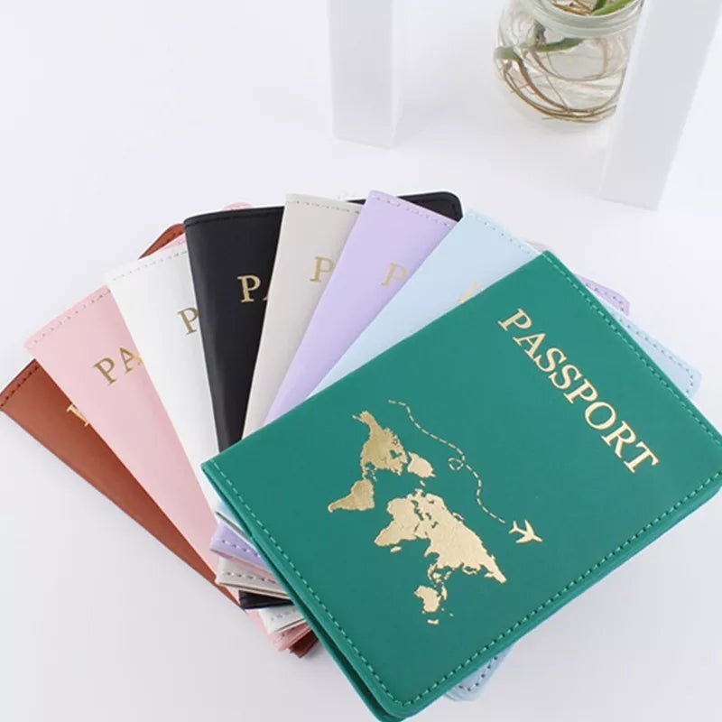 1PCS PU Leather Map Passport Cover Case Card Holder Fashion Wallet Lightweight Travel Accessories For Flight for Women or Men - 888kiko