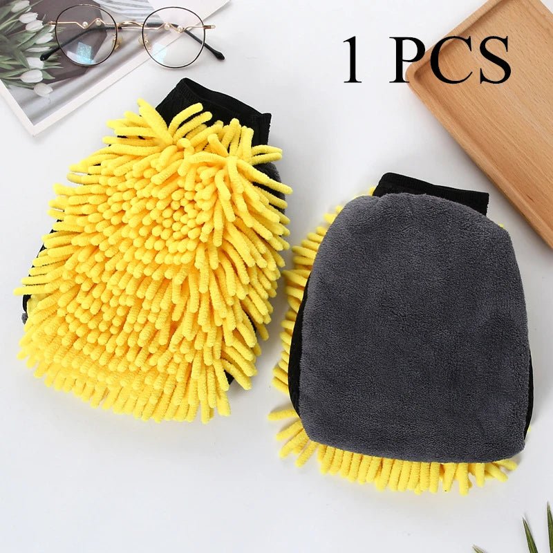 1PCS Waterproof Car Wash Microfiber Chenille Gloves Thick Car Cleaning Mitt Wax Detailing Brush Auto Care Double - faced Glove - 888kiko