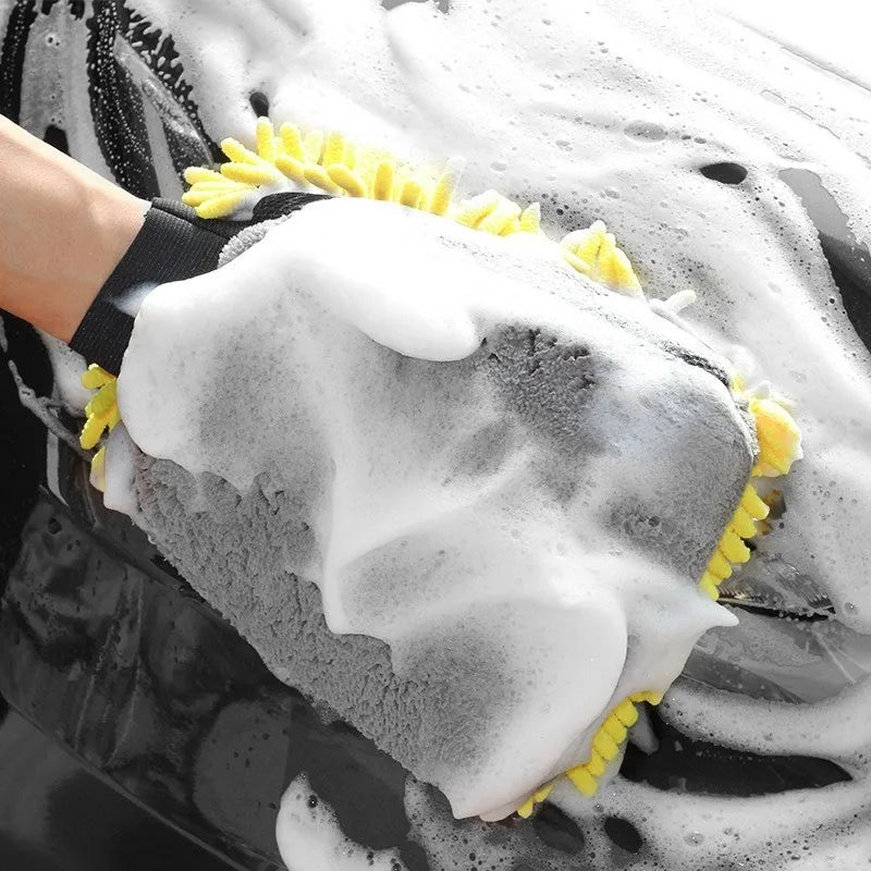 1PCS Waterproof Car Wash Microfiber Chenille Gloves Thick Car Cleaning Mitt Wax Detailing Brush Auto Care Double - faced Glove - 888kiko