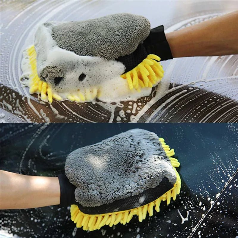 1PCS Waterproof Car Wash Microfiber Chenille Gloves Thick Car Cleaning Mitt Wax Detailing Brush Auto Care Double - faced Glove - 888kiko