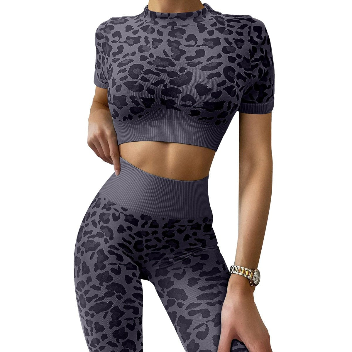 2 piece Workout Sets Leopard Print - 888kiko