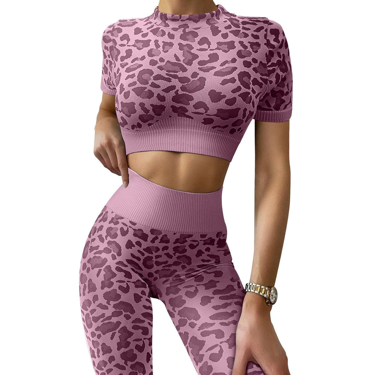 2 piece Workout Sets Leopard Print - 888kiko