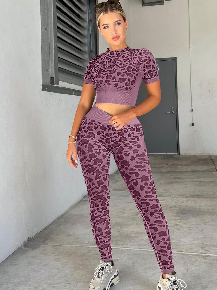 2 piece Workout Sets Leopard Print - 888kiko