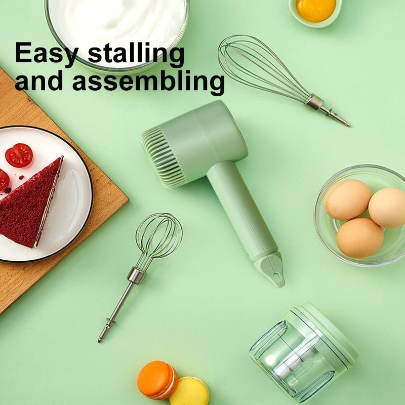 2022 New Wireless Portable Electric Food Mixer Hand Blender 3 Speeds High Power Dough Blender Egg Beater Hand Mixer - 888kiko