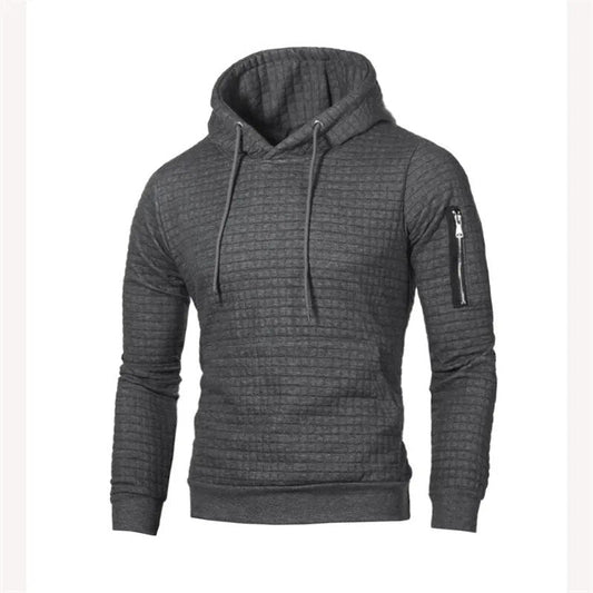 2023 Brand Men's Hoodies Sweatshirts Slim - fit Side Zipper Pullover for Male Plaid Pullover Hoodie Sweatshirt - 888kiko