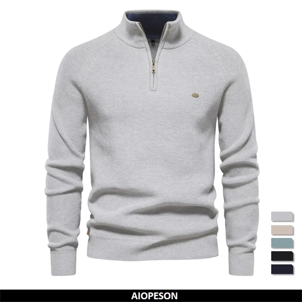 2023 New Autumn Cotton Zipper Cardigans for Men Fashion Casual Social Men Sweaters High Collar Warm Winter Knitted Sweater Men - 888kiko