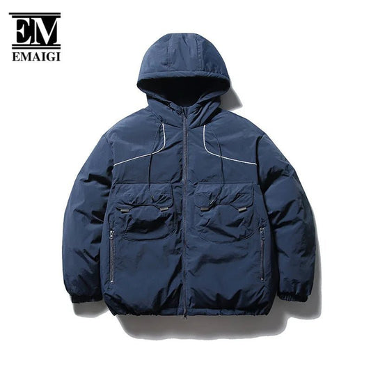 2023 Winter Coat Men Fashion Loose Casual Padded Cotton Thicken Outdoor Hooded Parkas Jacket Cityboy Girls Warm Coat Outerwear - 888kiko