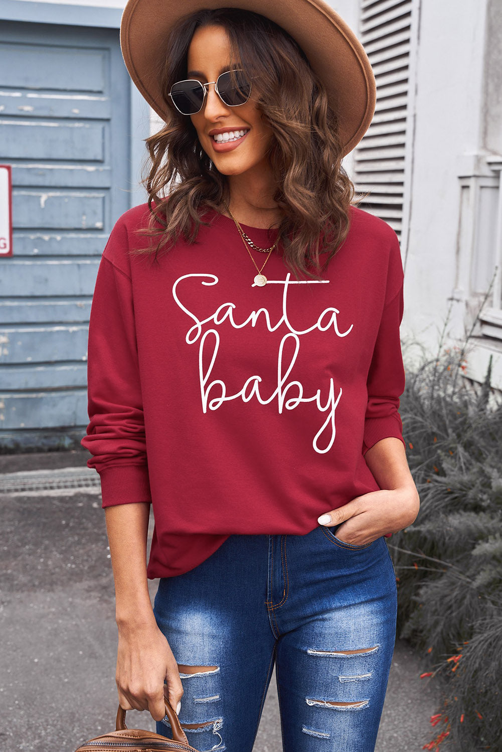 Red Santa Baby Christmas Sweatshirt for Women