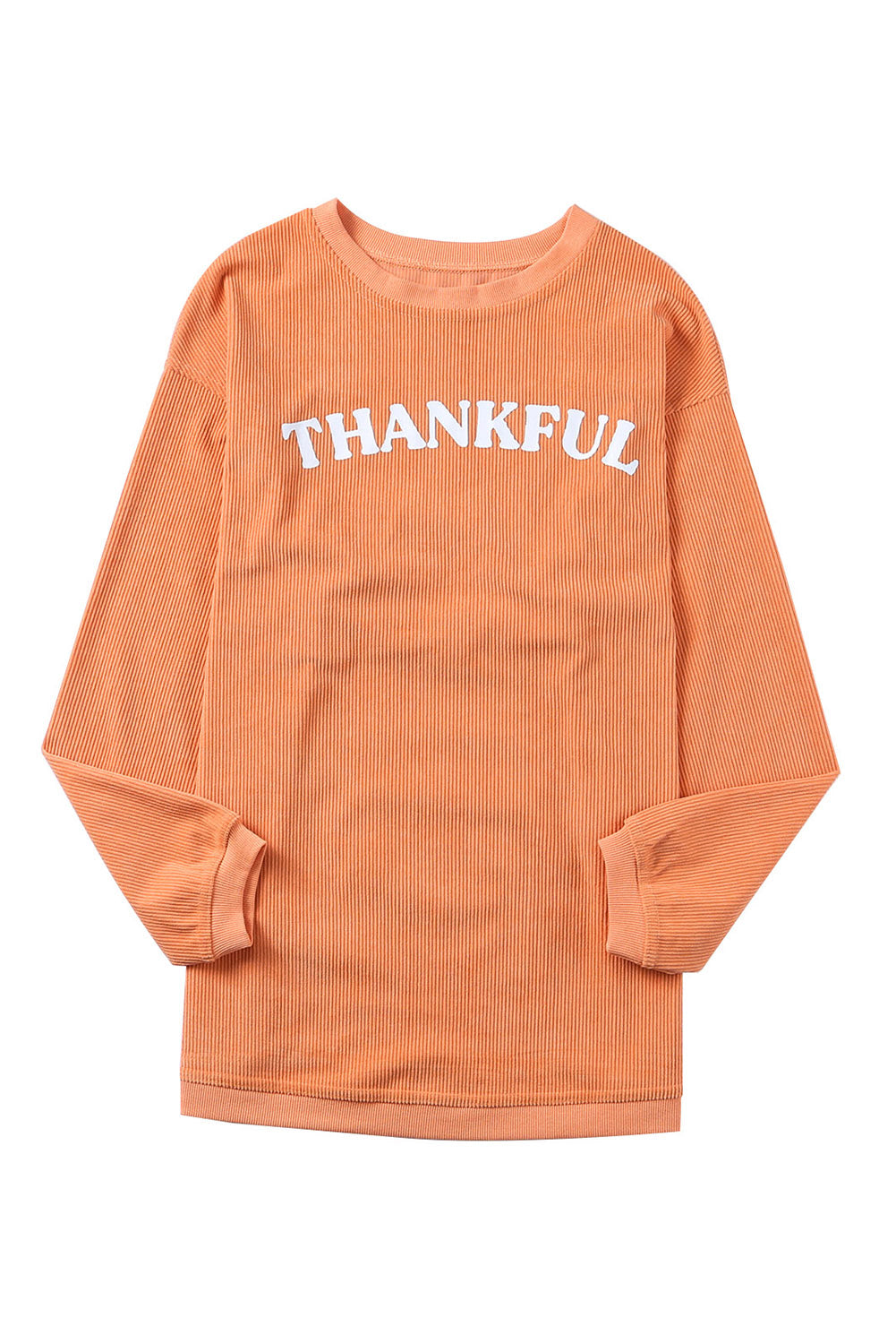 Apricot Drop Shoulder Ribbed Oversized Sweatshirt