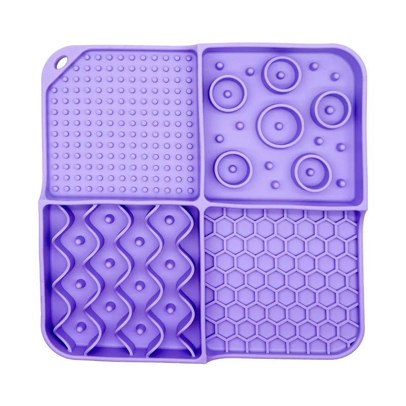 2in1 Slow Feeder Dog Treat Puzzle Licking Mat Cats Bowls with Non - sliping Cups Silicone Sniffing Pad Pet Plate for Dry/Wet Food - 888kiko