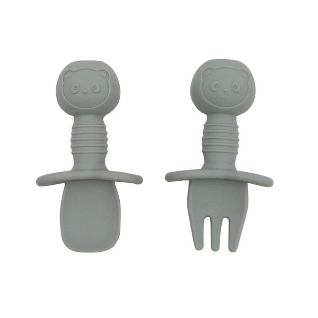 2pcs Silicone Food Grade Baby Mini Fork and Spoon Set - 888kiko