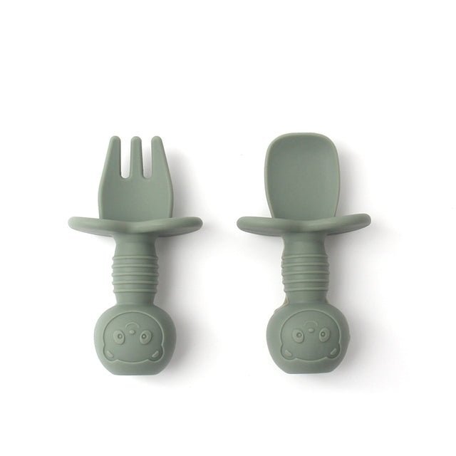 2pcs Silicone Food Grade Baby Mini Fork and Spoon Set - 888kiko