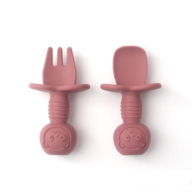 2pcs Silicone Food Grade Baby Mini Fork and Spoon Set - 888kiko