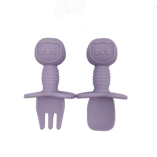 2pcs Silicone Food Grade Baby Mini Fork and Spoon Set - 888kiko