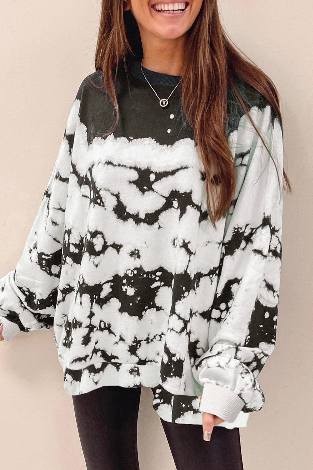 White Tie-Dye Drop Shoulder Oversized Sweatshirt