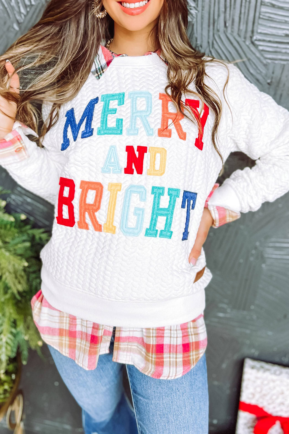 Black Merry and Bright Quilted Sweatshirt