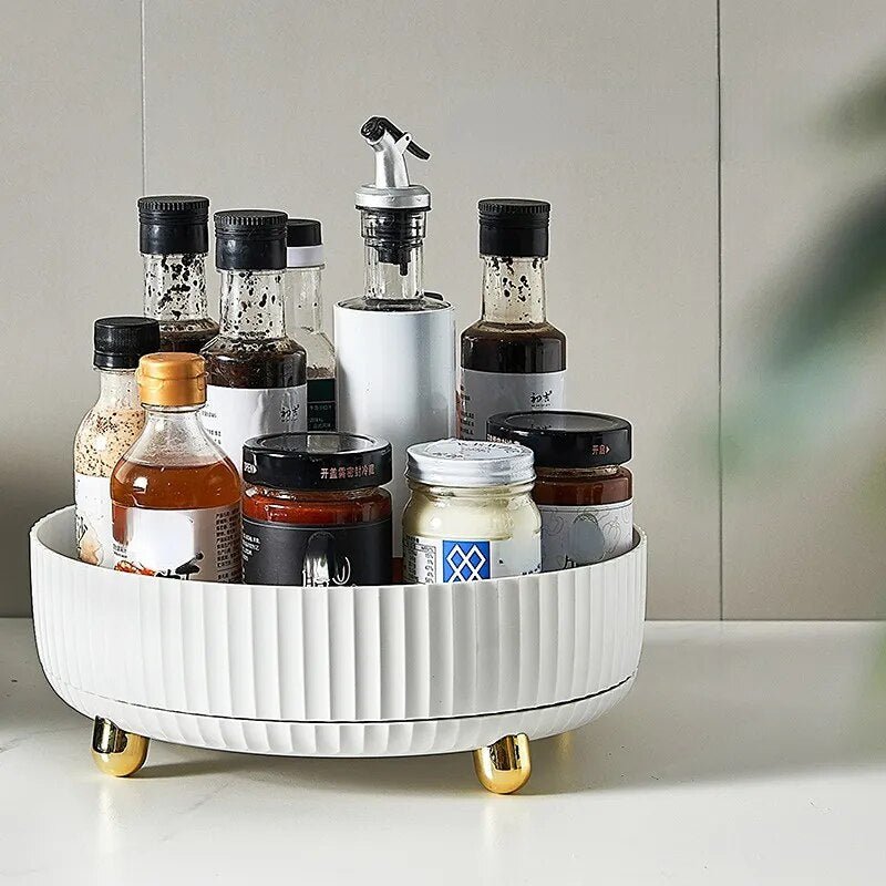 360 Rotation Non - Skid Spice Rack Pantry Cabinet Turntable with Wide Base Storage Bin Rotating Organizer for Kitchen Seasoning S - 888kiko