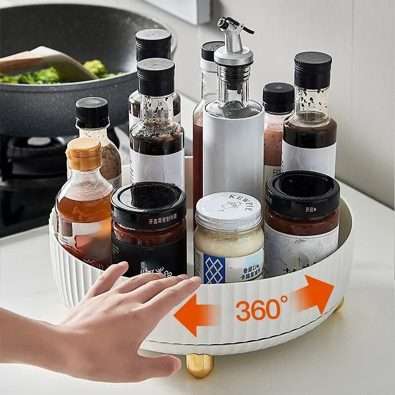 360 Rotation Non - Skid Spice Rack Pantry Cabinet Turntable with Wide Base Storage Bin Rotating Organizer for Kitchen Seasoning S - 888kiko