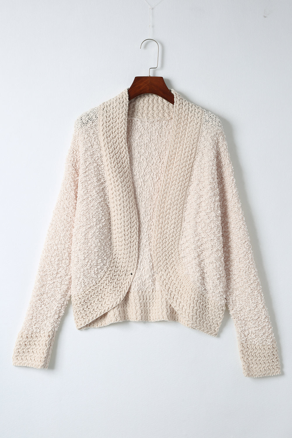 Gray Popcorn Knit Open Front Cardigan