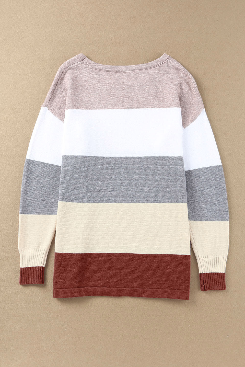 Grey & White Colorblock Casual Pockets Knit Sweater