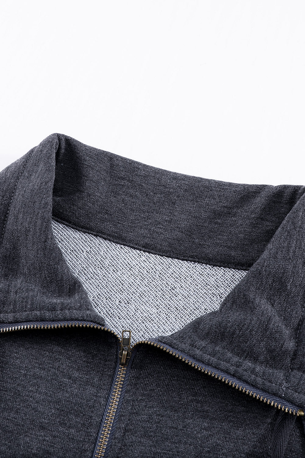 Dark Grey Quilted Kangaroo Pocket Half Zip Sweatshirt