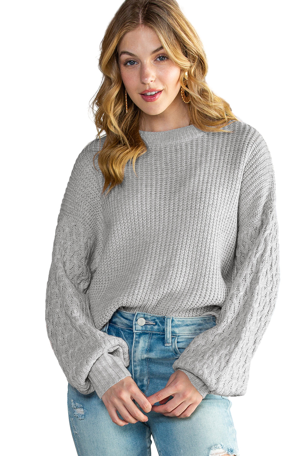 Black Chunky Knit Sleeve Drop Shoulder Sweater