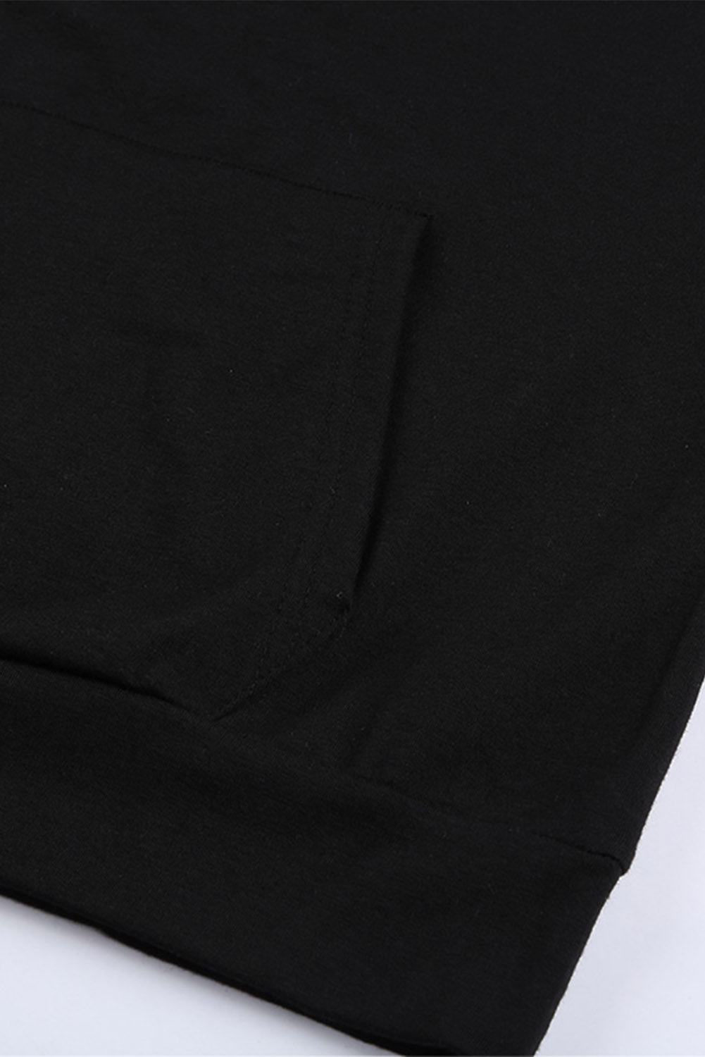 Black Raglan Sleeve Pullover Hoodie With Kangaroo Pocket