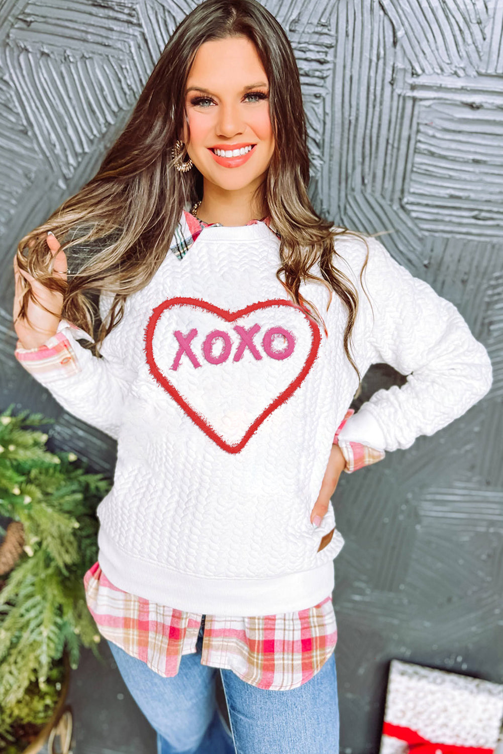 Racing Red Valentine Heart XOXO Quilted Sweatshirt