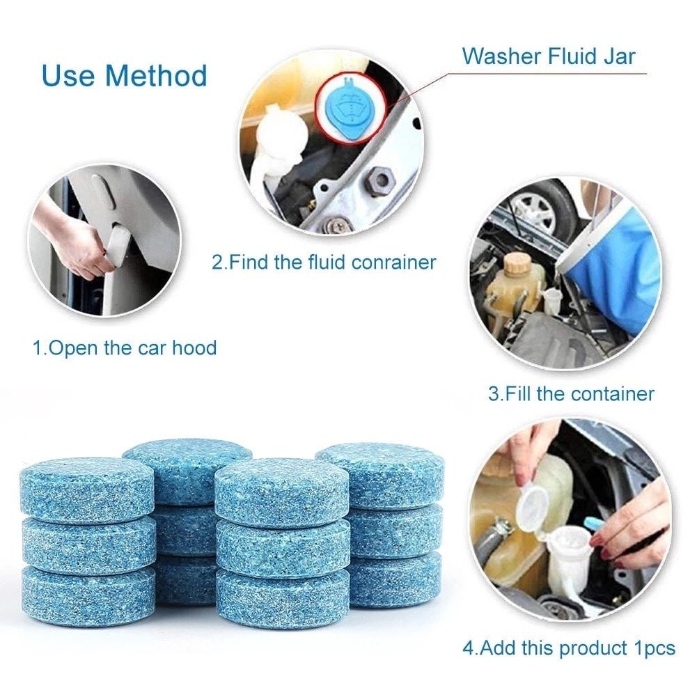 5/10/20/40/100Pcs Solid Cleaner Car Windscreen Wiper Effervescent Tablets Glass Toilet Cleaning Car Accessories - 888kiko