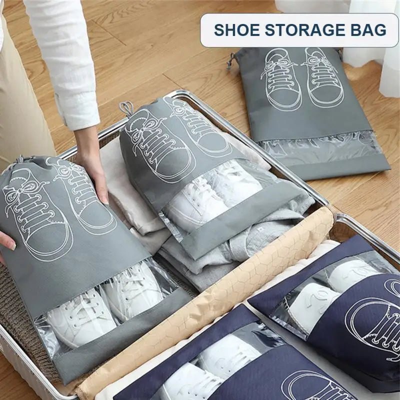 5/10pcs Shoes Storage Bag Closet Organizer Non Woven Travel Portable Bag Waterproof Pocket Clothing Classified Draw Hanging Bag - 888kiko