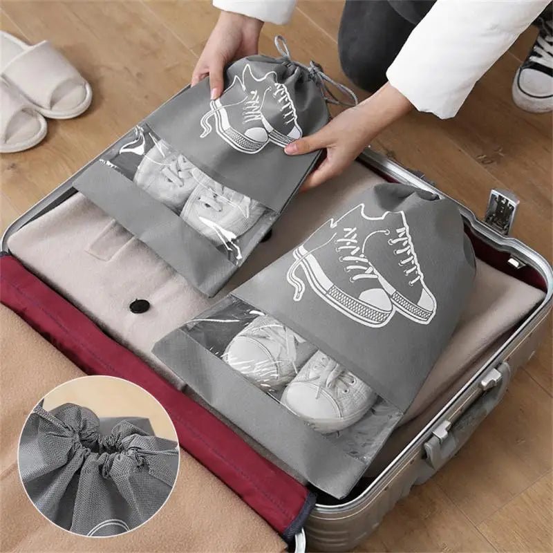 5/10pcs Shoes Storage Bag Closet Organizer Non Woven Travel Portable Bag Waterproof Pocket Clothing Classified Draw Hanging Bag - 888kiko