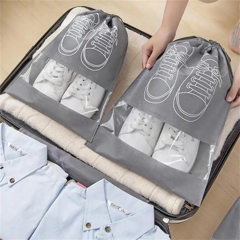 5/10pcs Shoes Storage Bag Closet Organizer Non Woven Travel Portable Bag Waterproof Pocket Clothing Classified Draw Hanging Bag - 888kiko