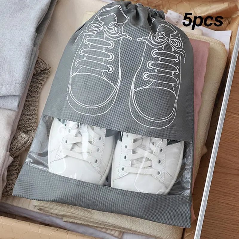 5/10pcs Shoes Storage Bag Closet Organizer Non Woven Travel Portable Bag Waterproof Pocket Clothing Classified Draw Hanging Bag - 888kiko