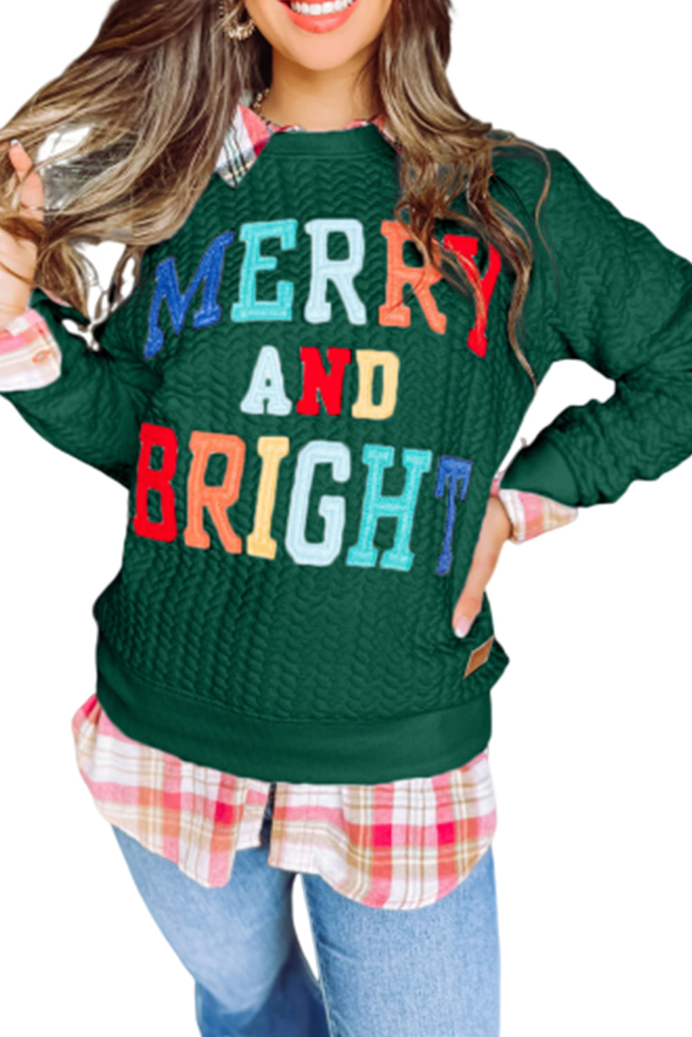 Black Merry and Bright Quilted Sweatshirt