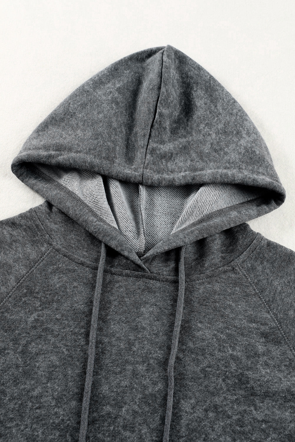 Gray Mineral Washed Kangaroo Pocket Drawstring Hoodie