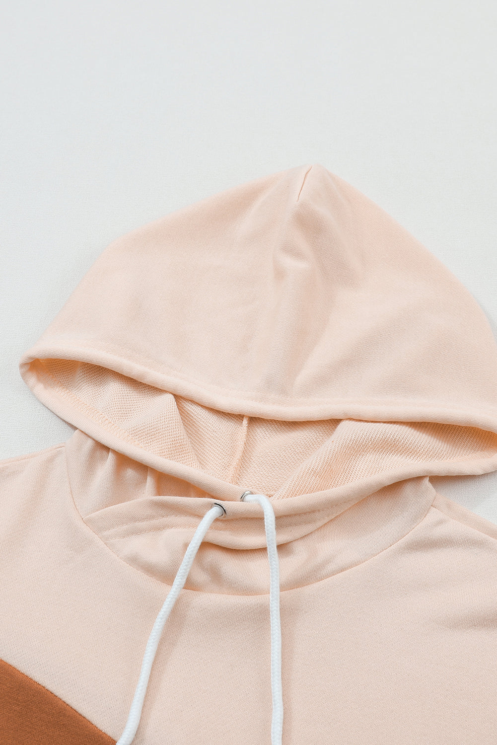 Khaki Color Block Long Sleeve Pullover Hoodie