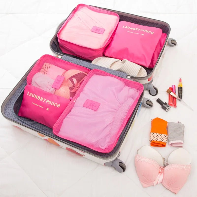 6 PCS Travel Storage Bag Multifunction Packing Cube Bag Travel Kit Set for Women Clothes Tidy Organizer Wardrobe Suitcase Pouch - 888kiko