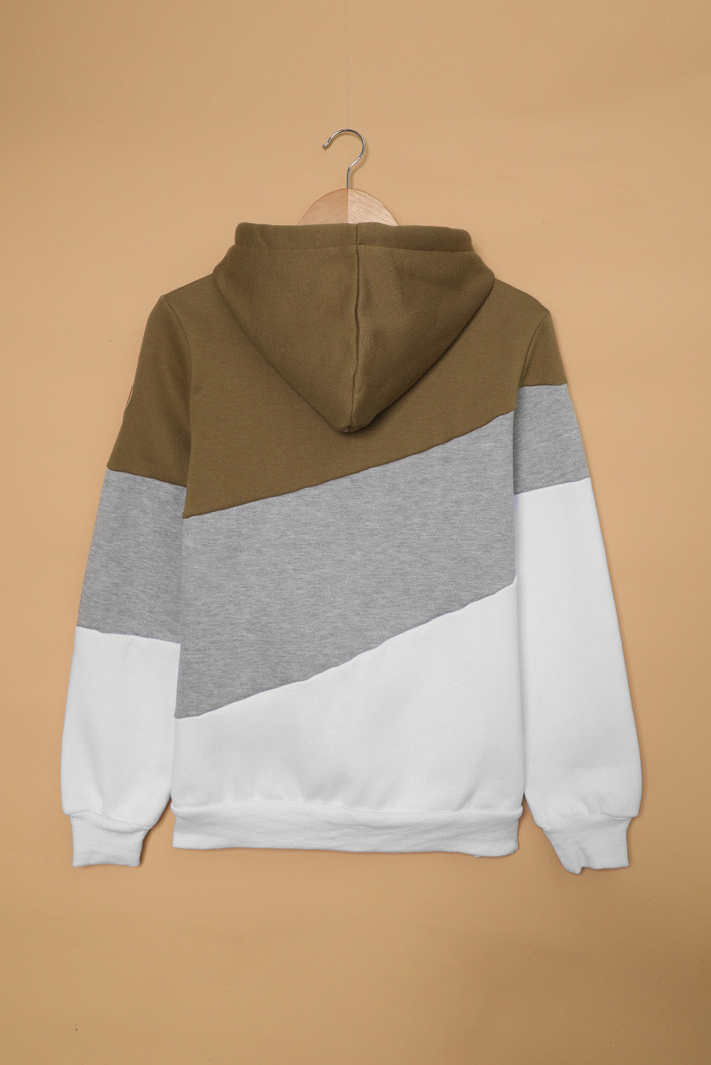 Colorblock Drop Shoulder Drawstring Pullover Hoodie