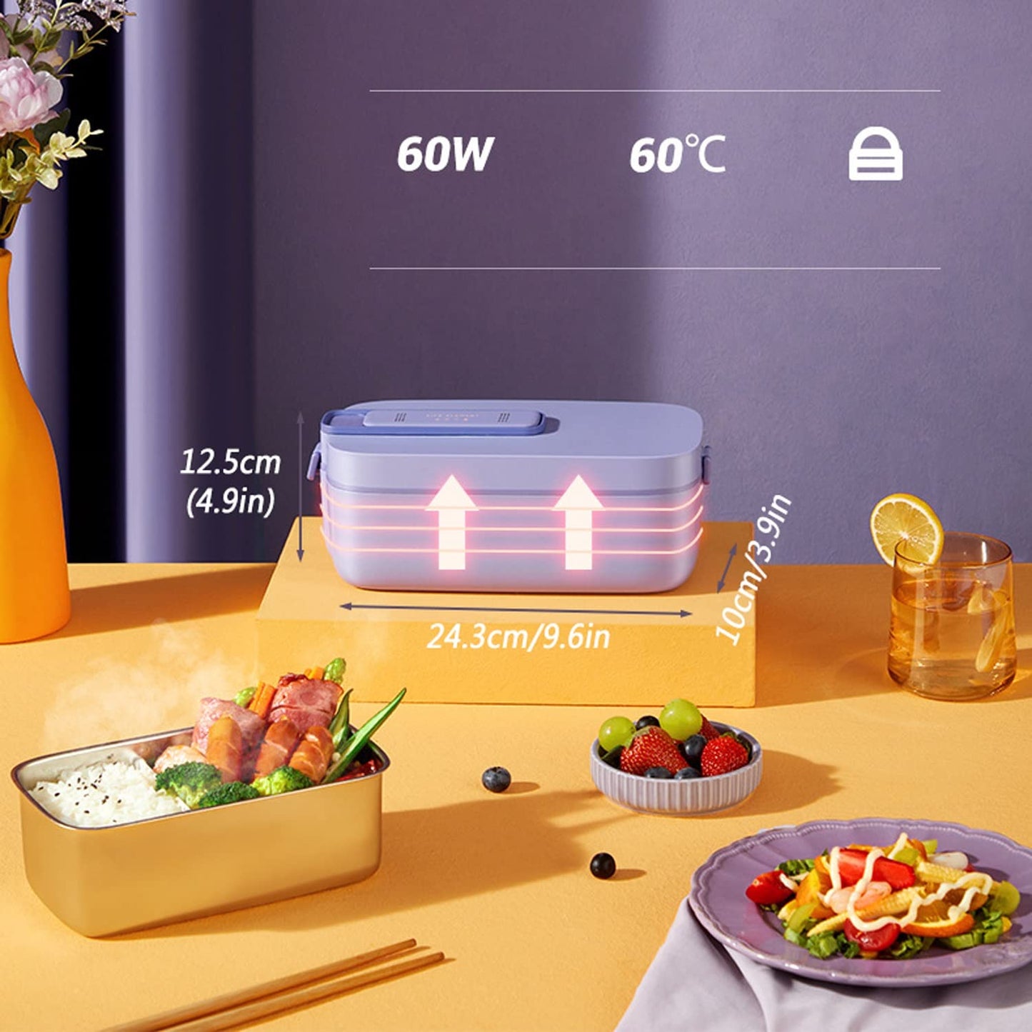 Chargable heating lunch box self-heating, suitable for construction workers