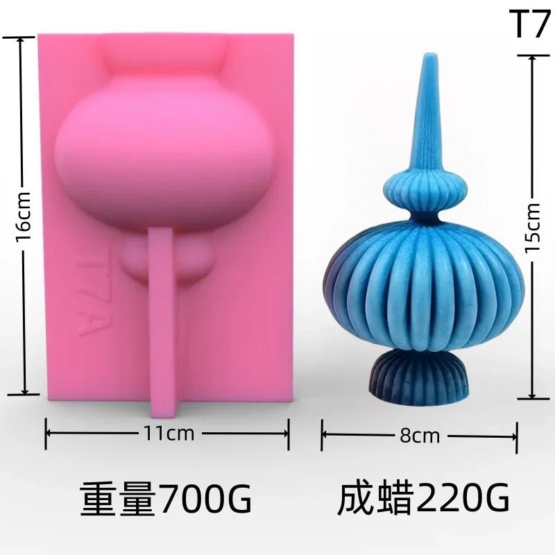 8 - 36cm Large Vase shaped candle silicone mold Striped Roman column candle silicone mold table lamp shaped resin mold Gypsum mold - 888kiko