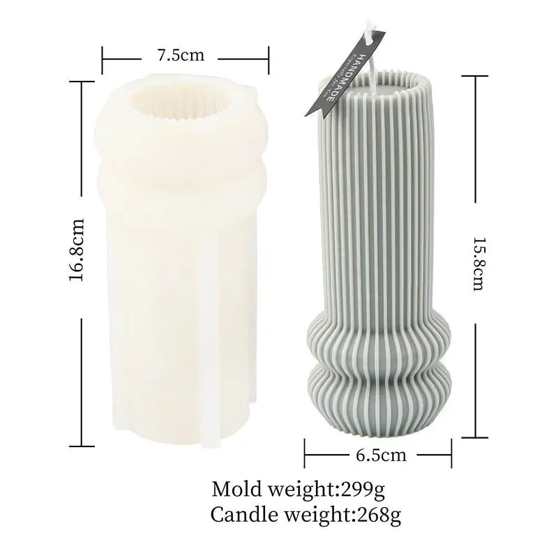 8 - 36cm Large Vase shaped candle silicone mold Striped Roman column candle silicone mold table lamp shaped resin mold Gypsum mold - 888kiko